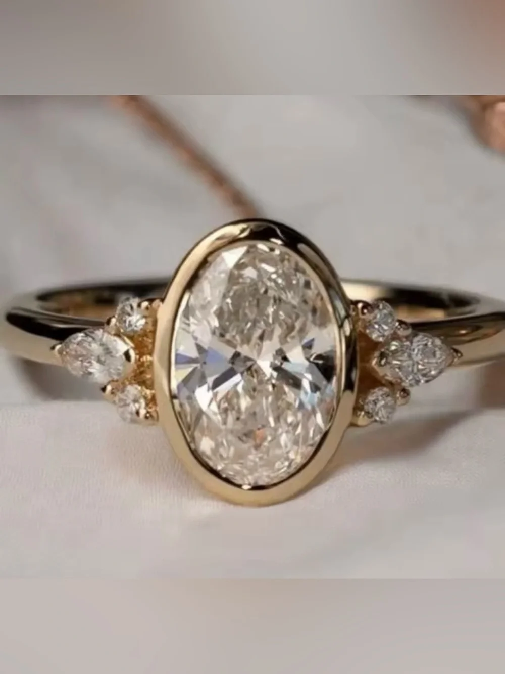 2ct Bezel Oval Ring - Picture 5 of 11
